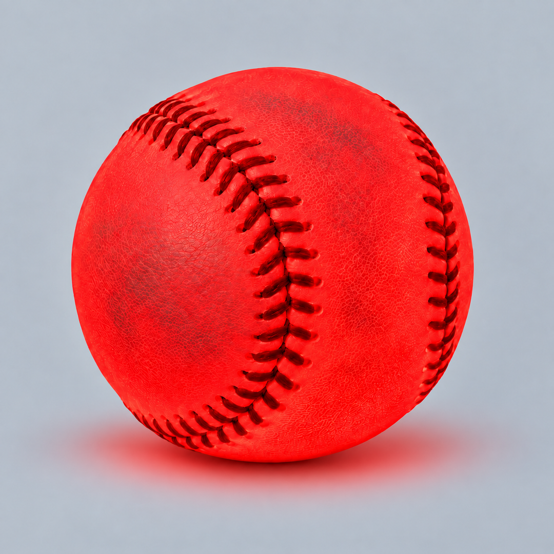 Glowing red Quiki baseball on gray background